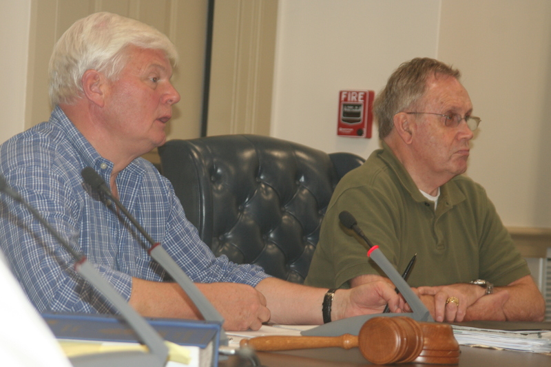 Lewes City Councilmen Ted Becker, left, and Fred Beaufait, served on the Point Farm Annexation Committee, which is recommending the city annex the 108-acre parcel off New Road. The committee reminded the public its charge was specifically to determine whether annexing the site would be good for the city, not Point Farm’s design or building details. BY HENRY J. EVANS JR.